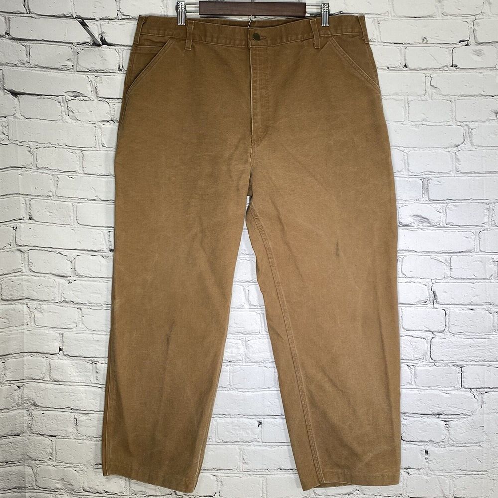Vintage Carhartt Dungaree Fit Pants 40x28 B11 BRN UNION MADE USA Distressed‎
